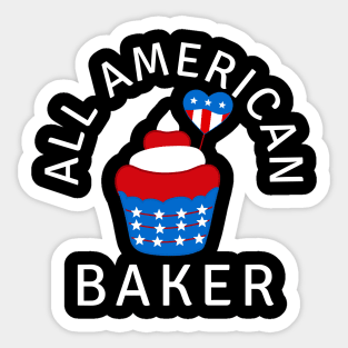 ALL AMERICAN BAKER PATRIOTIC 4TH OF JULY USA CUPCAKE BAKING Sticker